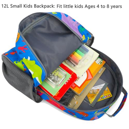 FlowFly Kids Backpack for Toddler Boys Girls, Simple Lightweight Bookbag for Daycare Kindergarten Elementary School Travel, Small Modern Bag (Medium 15''), Clear - color: Dinosaur, style: Kids Medium: 12l