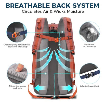 Bseash 45L Waterproof Hiking Camping Backpack with Rain Cover, Outdoor Sport Travel Bag Daypack for Climbing Skiing Cycling (Pink) - color: Pink