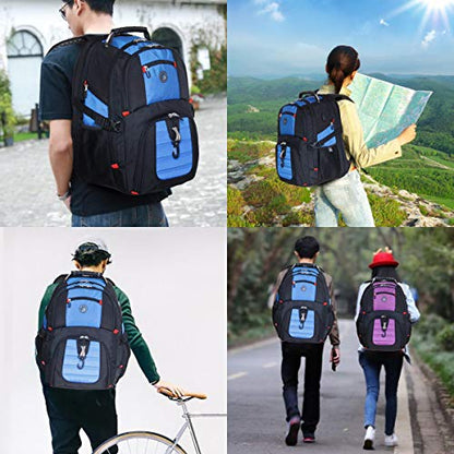 SHRRADOO Extra Large 50L Travel Laptop Backpack with combination lock, College Backpack Airline Approved Business Work Bag Fit 17 Inch Laptops for Men Women,Blue - color: Blue