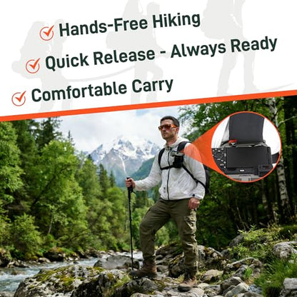 Camera Backpack Clip with Arca-Style Quick Release and Anti-Drop Dual-Lock, Max Load 66 lb Aluminum Clip for Mirrorless/DSLR Cameras, Hands-Free for Hiking Travel and Street Photography - color: Gray