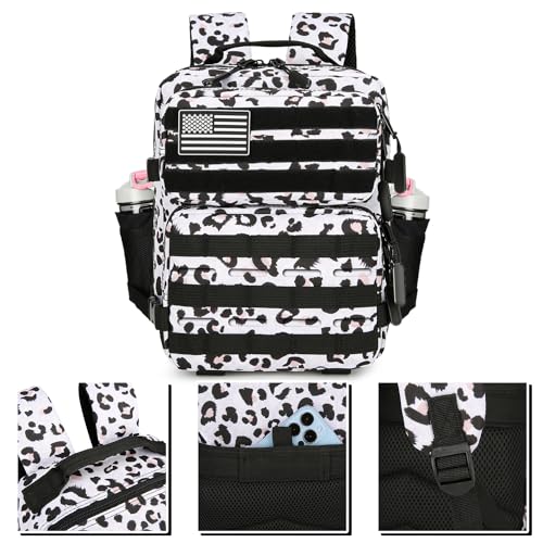 9L Mini Tactical Backpack for Men and Women Tactical Backpack Small for Hiking Small Tactical Bag Fitness Pack - color: White Leopard