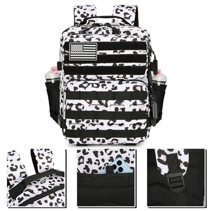 9L Mini Tactical Backpack for Men and Women Tactical Backpack Small for Hiking Small Tactical Bag Fitness Pack - color: White Leopard
