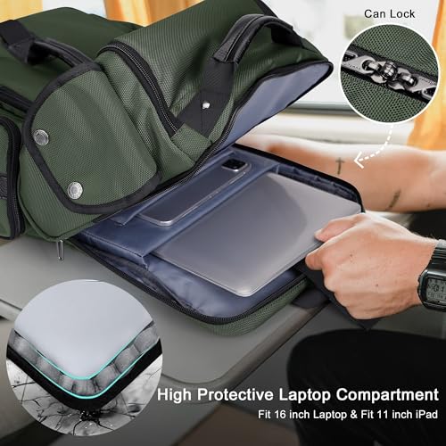 WITZMAN Travel Backpack for Men Carry-on Laptop Backpack Fit 16 Inch Airline Approved for Traveling,Casual,Commuting(B744 Army Green) - color: Army Green