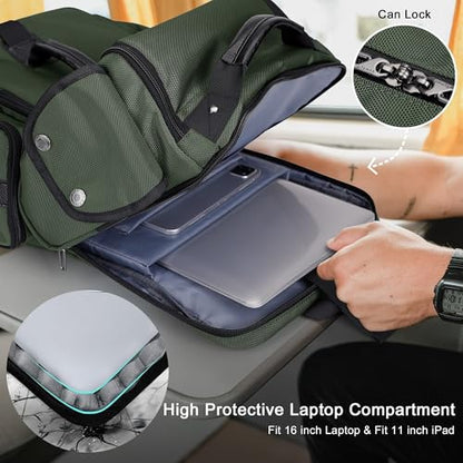 WITZMAN Travel Backpack for Men Carry-on Laptop Backpack Fit 16 Inch Airline Approved for Traveling,Casual,Commuting(B744 Army Green) - color: Army Green