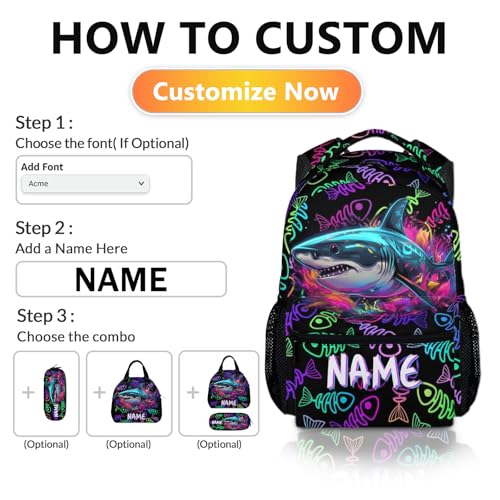 Kids School Backpack, Custom Shark Backpacks, Boys Gift, 17 Inch Personalized Colorful Boys Bookbags for Elementary Kindergarten School Travel Picnic - color: Color-4