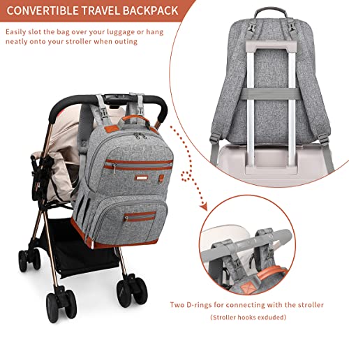Diaper Bag Backpack, Large Baby Nappy Bags with Portable Changing Pad for Boys and GirlsMultifunction Travel Baby Bag for Moms Dads, Shower Gifts Waterproof and Stylish，Grey - color: Grey