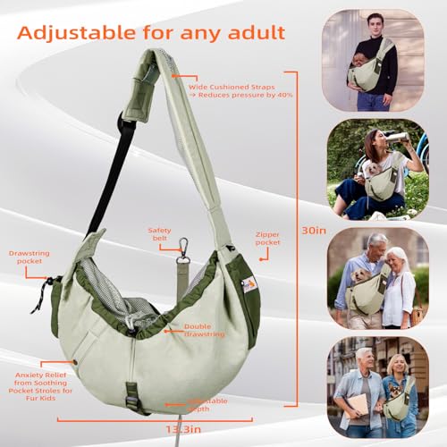 Dog Carrier Sling, Dog Carriers for Small Dogs Up to 20lbs,Army-Green - color: Army-green