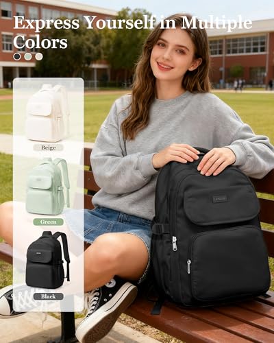 Simple Aesthetic Black Backpacks For School,Lightweight Casual College Backpack Women,Travel Laptop Daypack Men,Waterproof Middle School Book bag For Teens Boys Girls - color: A1-black