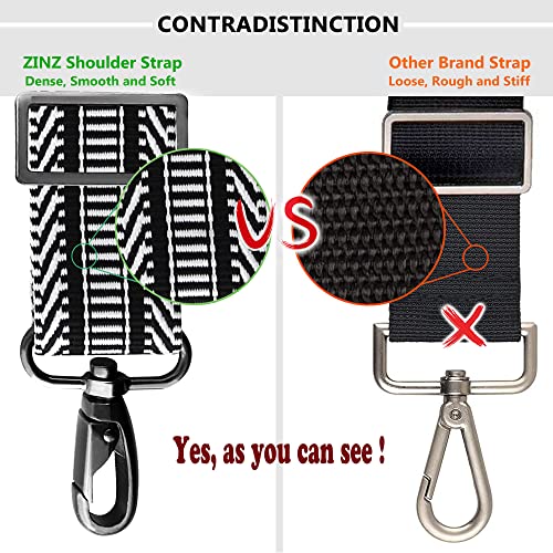 ZINZ Bag Shoulder Strap, Padded Adjustable Shoulder Strap Replacement - color: Black&white Jacquard, size: 57"