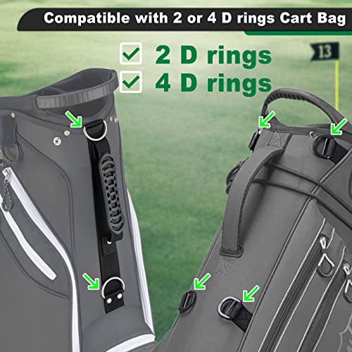 BIG TEETH Golf Bag Strap,Adjustable Padded Bag Strap Replacement,Golf Double Shoulder Bag Straps with 4Pcs Rotate Hooks - color: Full Black