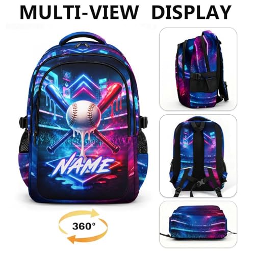 Kids Backpack for Boys Custom Baseball Backpacks for School Travel Hiking, Durable Large Capacity School Supplies for Kindergarten Primary Middle - color: White