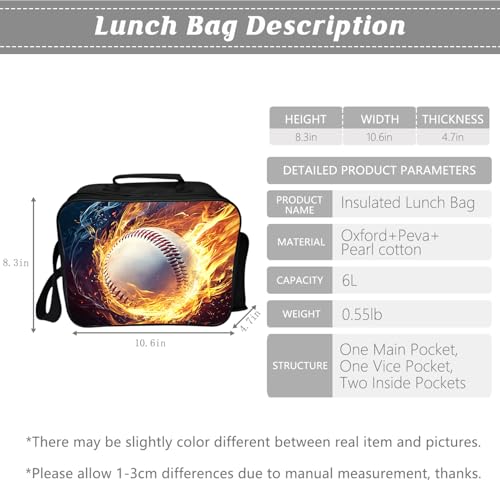 Baseball Backpack Kids Sports Bookbag 16inch Schoolbag With Lunch Box Bag And Pencil Case Set For Boys Girls - color: Baseball
