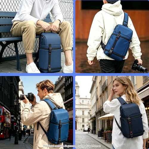 Camera Sling Bag, Crossbody Shoulder Bag for Canon, Nikon, Sony, Fuji DSLR/SLR/Mirrorless Cameras, Photographer Photography Bag (Deep Lake Blue) - color: Deep Lake Blue