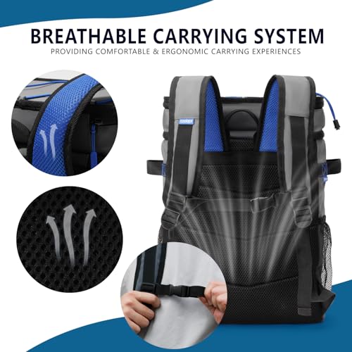 Large Backpack Cooler 36 Can Cooler Backpack with 2 Insulated Compartments Leak Proof Waterproof Travel Backpack, Camping Beach Picnic Lunch Thermal Bag for Women and Men - color: Gray