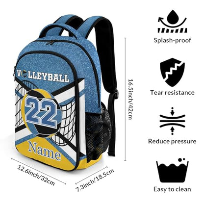 Blue Volleyball Print School Backpack Laptop Bag for Man Woman Gift - color: Muilti 1