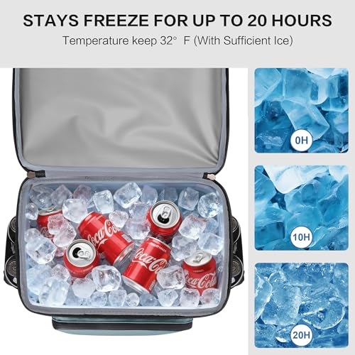 Hulongo Cooler Backpack, 30L Insulated Leakproof Soft Cooler Bag for 52 Cans, Lightweight Backpack for Beach, Picnic, Camping, Hiking, Fishing and Travel - color: Light Blue