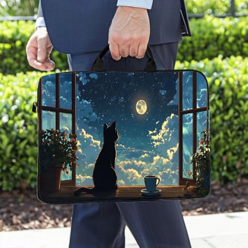 15-Inch Laptop Sleeve – Stylish, Lightweight, Shockproof, Water-Resistant Case for Lenovo, HP, Dell, Asus Notebooks - Cat Window - color: Cat Window