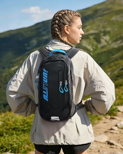 Croogo Hydration Packs,Hydration Backpack with 2L Hydration Bladder,Bicycle Daypack Waterproof Breathable Bag for Climbing - color: Ot04-black/Blue-sd