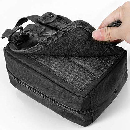 First Aid Pouch 1000D Nylon Tactical Molle Tear Away Medical Pouch Empty Utility Pouch for Outdoor Activities Medical Supplies Camping Hiking Travel,Bag Only - color: Black