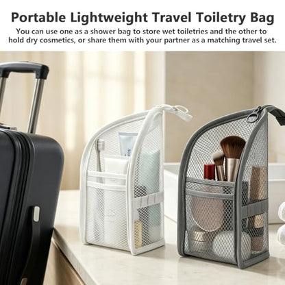 2 Pack Standing Toiletry Bag, Portable Lightweight Travel Toiletry Bag, Leakproof Travel Organizer Pouch for Bathroom, Gym, Business Trip,Family Travel