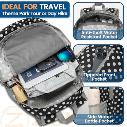 ZOMAKE Ultra Lightweight Packable Backpack 25L, Foldable Hiking Backpacks Water Resistant Small Folding Daypack for Travel(Black, White Polka Dot) - color: Black, White Polka Dot