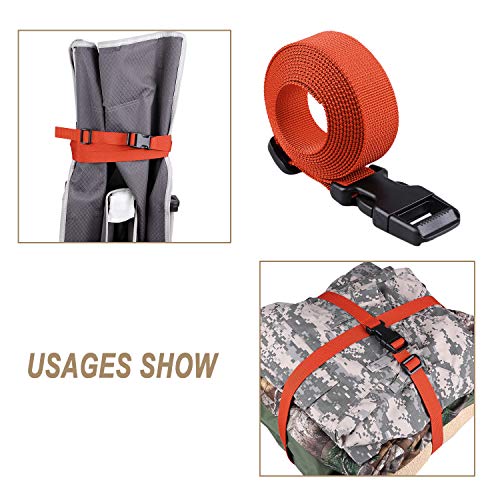 MAGARROW 78" x 1" Strap Buckle Packing Straps Adjustable 1-Inch Belt - color: Dark orange 6.5 feet Long (4-PCS)