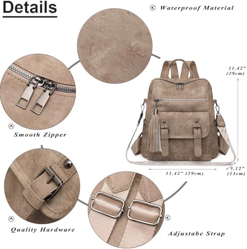 Fashion PU Leather Backpack Purse for Women Travel Backpack Bag with Tassel Ladies Shoulder Handbags Casual Daypack - color: Light Blue