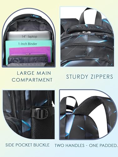 BLUEFAIRY Kids Backpack for Boys Elementary Primary Middle School Bags for Childs Book Bags Bookbags Lightweight Padded Straps Back to School Mochilas para Niños 17" Black/Blue - color: Black Blue