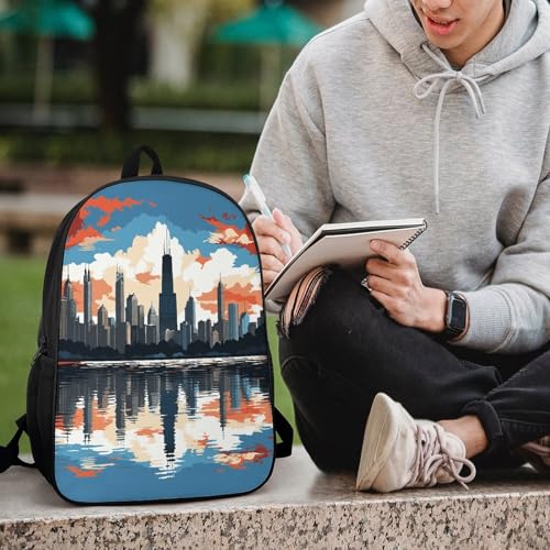 Travel Laptop Backpack Slim Durable Lightweight Back Pack Cute Cityscape Small Backpack For Women Men - color: Cityscape