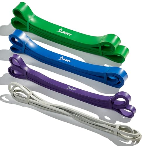 Sunny Health & Fitness Versatile Resistance Bands (Single or Combo Set) for Strength Training, Power Cage, Squat Rack, Home Gym, Body Stretching, Physical Therapy – 100, 140, 160, 180 & 10-75 LB Combo - style: 15-95 LB Combo