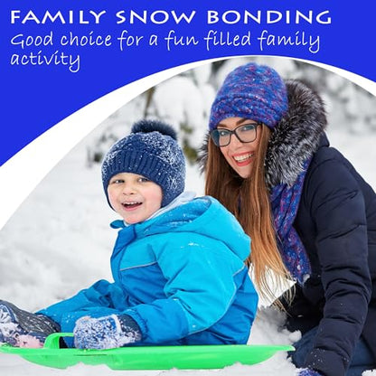 Slippery Racer Heavy-Duty Cold Resistant Downhill Pro Adults and Kids Plastic Outdoor Winter Saucer Disc Snow Sled with Handles - size: 1 PACK, style: Green