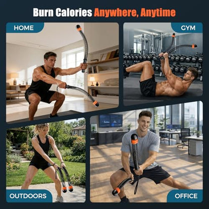 Cordless Battle Ropes with Adjustable Resistance Springs - Weighted Ropeless Battle Rope for Home Gym Exercise, Portable Workout Equipment for Strength Training & Cardio Fitness Orange& Black
