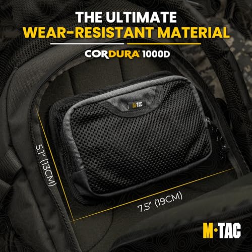 M-Tac Mesh Organizer Pouch with Hook & Loop Backing, EDC Tactical Admin Pouch, Backpack Organizer Insert, Small Gear Utility Bag - color: Black