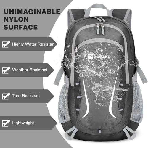 ZOMAKE Lightweight Packable Backpack 35L, Foldable Backpacks Water Resistant Collapsible Light Daypack for Hiking(Medium Grey) - color: Medium Grey B