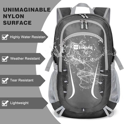 ZOMAKE Lightweight Packable Backpack 35L, Foldable Backpacks Water Resistant Collapsible Light Daypack for Hiking(Medium Grey) - color: Medium Grey B