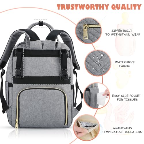 Tenot Baby Diaper Bag Backpack, Travel Diaper Bags for Baby Girl Boy Large Capacity Baby Bag Backpack for Women Grey - color: Grey
