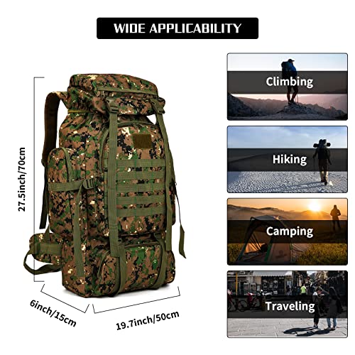 Hiking Backpack for Men 70L/100L Camping Backpack Military Rucksack Molle 3 Days Assault Pack for Climbing | Camping Backpack - color: 70l-jungle