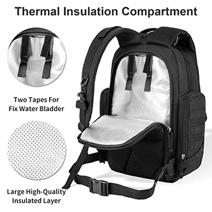 SHARKMOUTH Diaper Bag Backpack for Dad and Mom, Military Molle diaper Pack with Insulated Bottle Holders and Wipe Pocket - color: Black