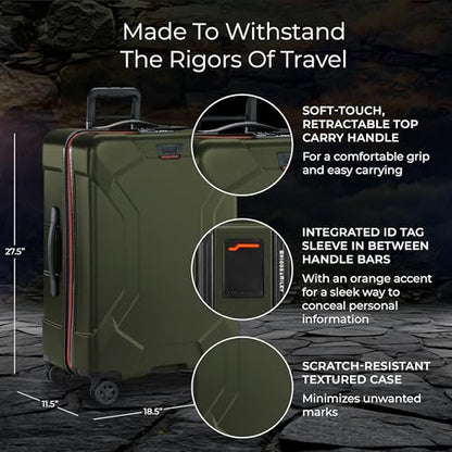 Briggs & Riley 27 Inch Medium Checked Luggage - Hardshell Heavy Duty Travel Suitcase Spinner with TSA Lock - Integrated Garment Compartment System - Torq Collection - Hunter Green - color: Hunter, size: 27"
