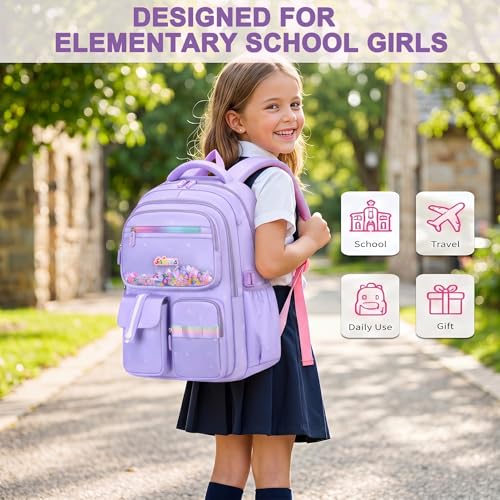 3PCS Kids Backpack Set, School Backpack with Lunch Bag & Pencil Case, Lightweight Waterproof Bookbag for Kids (Purple Sequin) - color: Purple Sequin