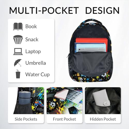 Soccer Backpack for Boys, Personalized Kids Soccer Bookbag with Custom Name - 17" Sports School Bag for Elementary Kindergarten - color: Green