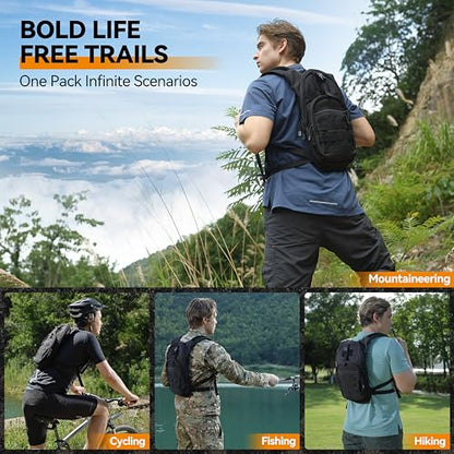 MARCHWAY Tactical Molle Hydration Pack with 2.5L TPU Water Bladder, Low-Profile Organized Military Backpack for Hiking, Cycling, Backpacking, Hunting, Running - color: Black