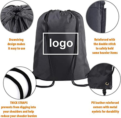 BeeGreen Black and Red Drawstring Backpack Bags Bulk 2 Pack X-Large 22.4" L x 17.5" W Sports Cinch Sack Gym String Bags Machine Washable Heavy Duty for Men Women - color: Black Red