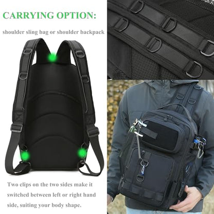 Fishing Backpack - Tackle Sling Bag- Fishing Gear Bags with Rod Holder and Fish Plier (Black) - color: Black