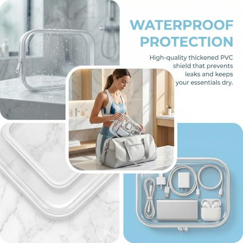 4 Pack Clear Hard Shell Zipper Case, Clear Zipper Pouches for Organizing, Travel Clothes Packing Cubes, A4 Document & Large Toy Storage Organizer Bins (4L) - size: 4L