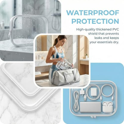 4 Pack Clear Hard Shell Zipper Case, Clear Zipper Pouches for Organizing, Travel Clothes Packing Cubes, A4 Document & Large Toy Storage Organizer Bins (4L) - size: 4L