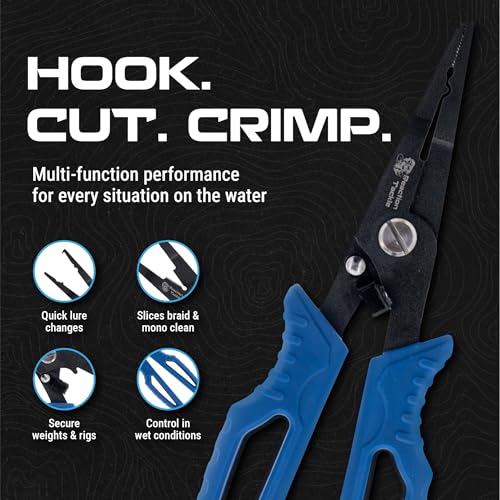 Reaction Tackle 7pc Fishing Tool Kit with Fillet Knife & Sharpener – Stainless Steel Fishing Pliers, Braid Scissors, Floating Fish Lip Gripper, Hook Remover, Lanyard – Freshwater & Saltwater Gear
