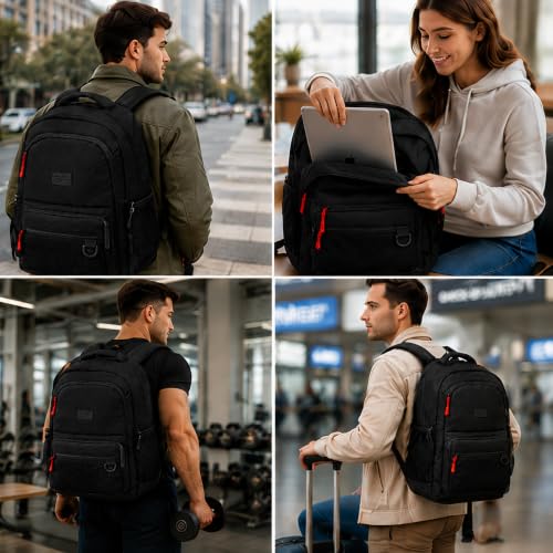 Reebok Backpack - Multipurpose Lightweight Carry On Everyday Laptop Gym Travel Commuter Backpack, Aire Black - color: Aire Black