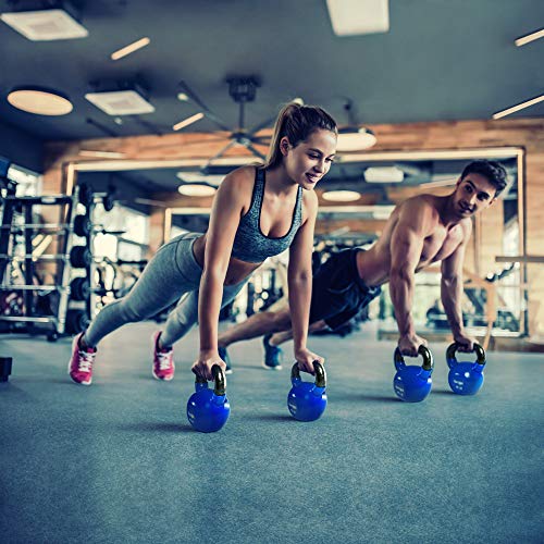 Yes4All Kettlebell, Vinyl Coated Kettlebell Cast Iron Sets with Stable Flat Bottom for Full Body Workout, Push up, Grip Strength Training & Weights Exercises - color: Blue, style: 20 - 25lb