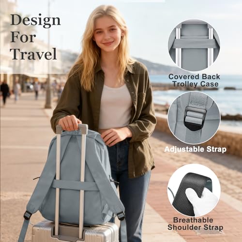 weradar School Backpack For Women Men,Waterproof College Backpack,High School Bookbag,Lightweight Casual Daypack Travel Backpack,Carry On Bag for Office/Teacher/Work(Grayish Blue) - color: A4-blue